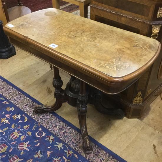 Victorian inlaid walnut card table A/F